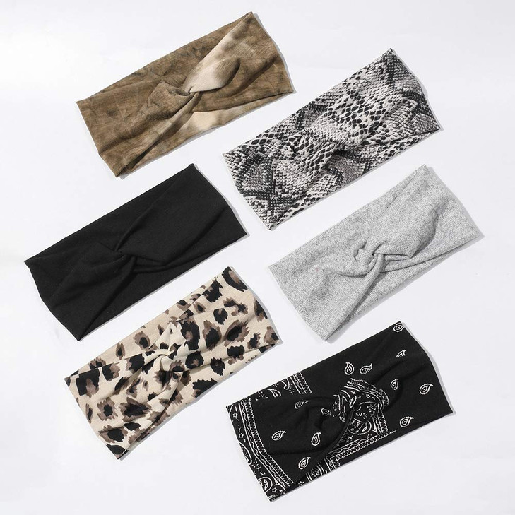 Artilady 6 Pack Wide Boho Headbands for Women Soft Yoga Elastic Hair Bands for Girls Workout Running Sport Headwrap Nons