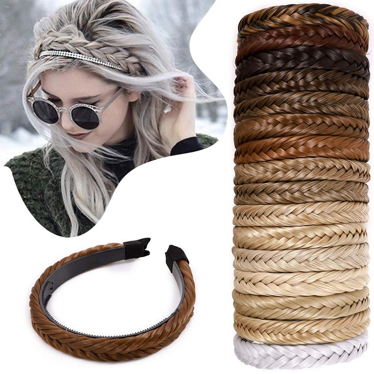 Hairro Braided Headband With Teeth Braids Fishtail Braids Hairband With Tooth Synthetic Fish Tail Hair Band Women Plaite