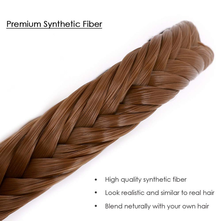 Hairro Braided Headband With Teeth Braids Fishtail Braids Hairband With Tooth Synthetic Fish Tail Hair Band Women Plaite