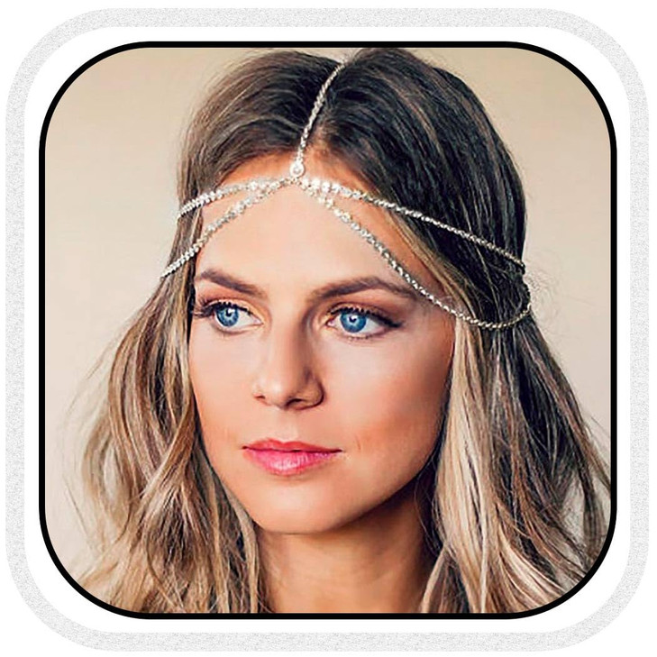 Aukmla Boho Sequins Head Chain Festival Wedding Headpiece Hair Chain Spring Summer Christmas Fashion Headband Hair Jewel
