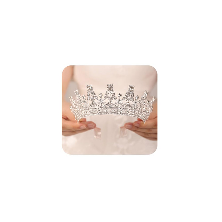 JWICOS Women Gold Tiara Crown with Comb Bridal Rhinestone Wedding Hair Accessories for Brides and Bridesmaid Crystal Bir