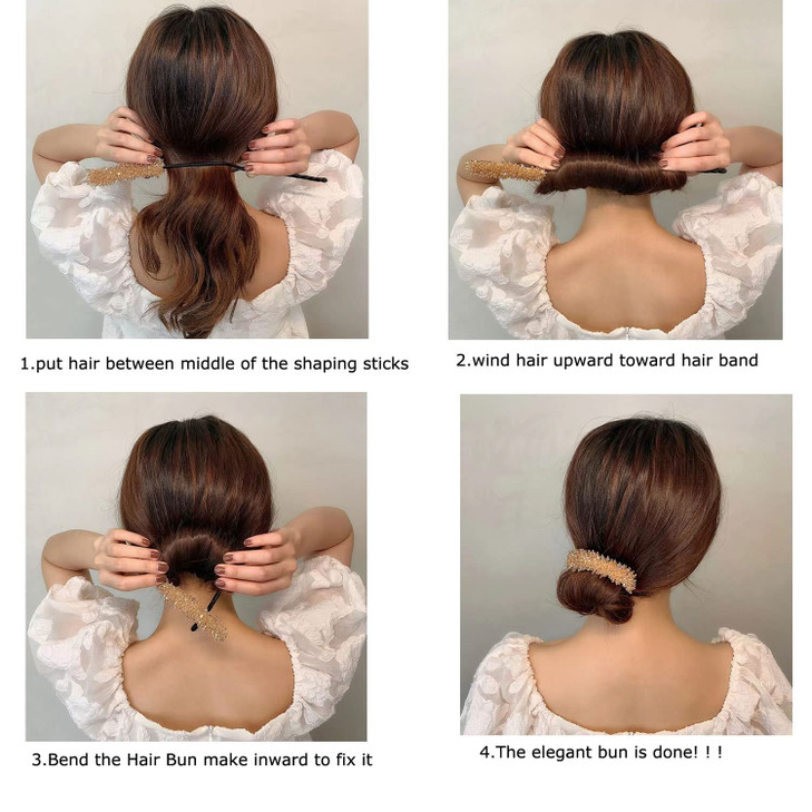 JDXN 6 Pieces Shining Flower Hair Bun Makers Twist Bun Accessories with French Hairstyle for Girls Mixed Color Set 1