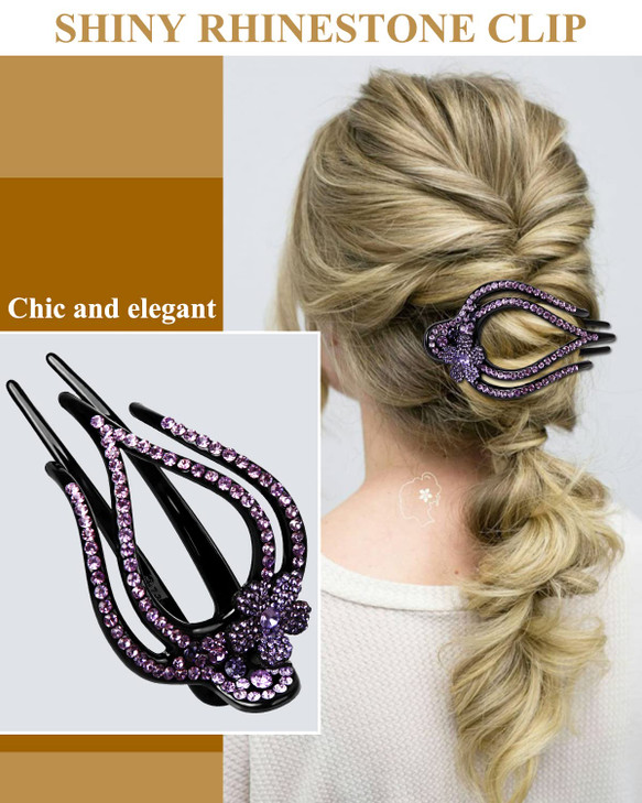 CROWN GUIDE Large Duckbill Hair Clips for Thick Hair Ponytail clip Flower Claw Clip for Thin Hair With Rhinestones Diamo