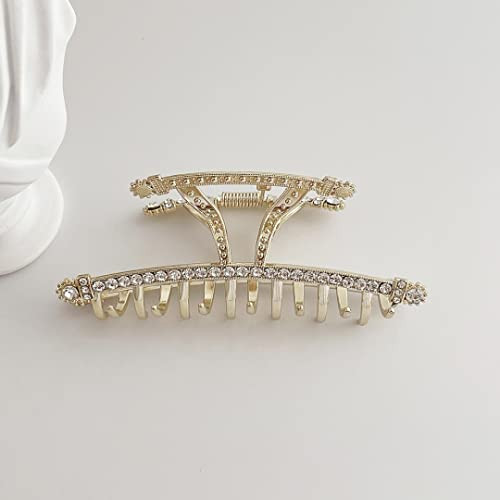 Crystal Bow Hair Claw Clips for Women 2pcs Bow Hair Clips Large Size Bowknot Strong Hold Hair Jaw Clips Artificial Pearl