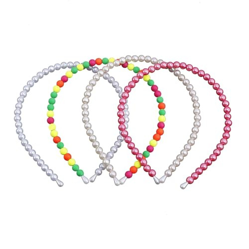 4PCS Pearl Headbands Women Faux Pearl Rhinestones Hairband Bling Pearl Hair Hoop for Women Girls Wedding Accessories03