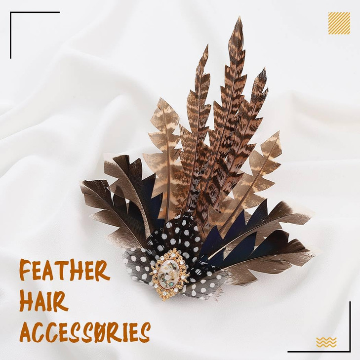 GENBREE Feather Hair Clip 1920s Flapper Headpiece Feather Headdress Cocktail Costume Hair Accessories for Women