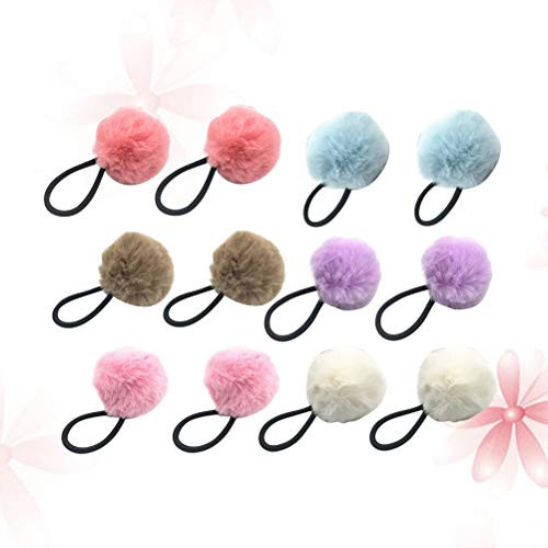 12Pcs Pom Ball Hair Ties Fluffy Poms Ponytail Holders Velvet Elastic Hair Accessories for Women Girl