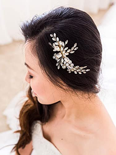 Jakawin Rhinestone Bride Wedding Hair Pice Crystal Hair Comb Bridal Hair Accessories for Women HC088 Silver