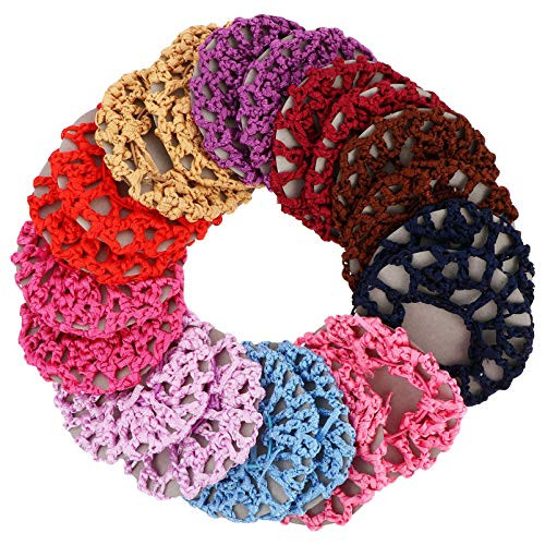 Lurrose Women Handmade Knit Mesh Hair Net Bun Cover Elastic Hair Accessories for Ballet Dance Skating and Everyday Styli