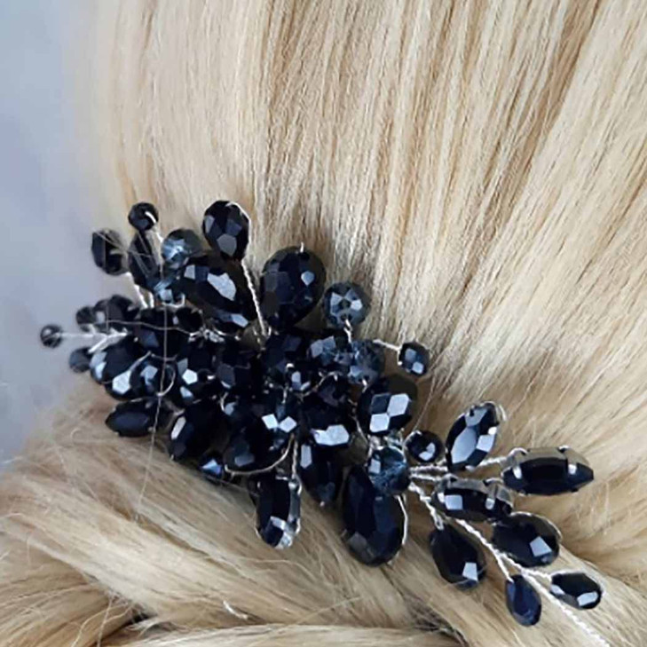 JONKY Black Rhinestone Hair Comb Crystal Headpieces Bridal Hair Accessories for Women