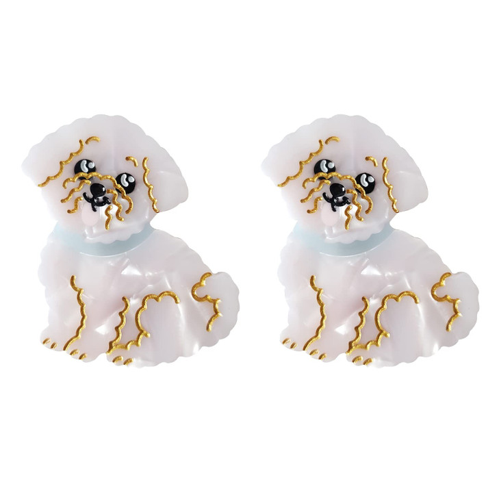 Bichon Frise Dog Hair Clips Cellulose Acetate Small for Girls Pack of 2