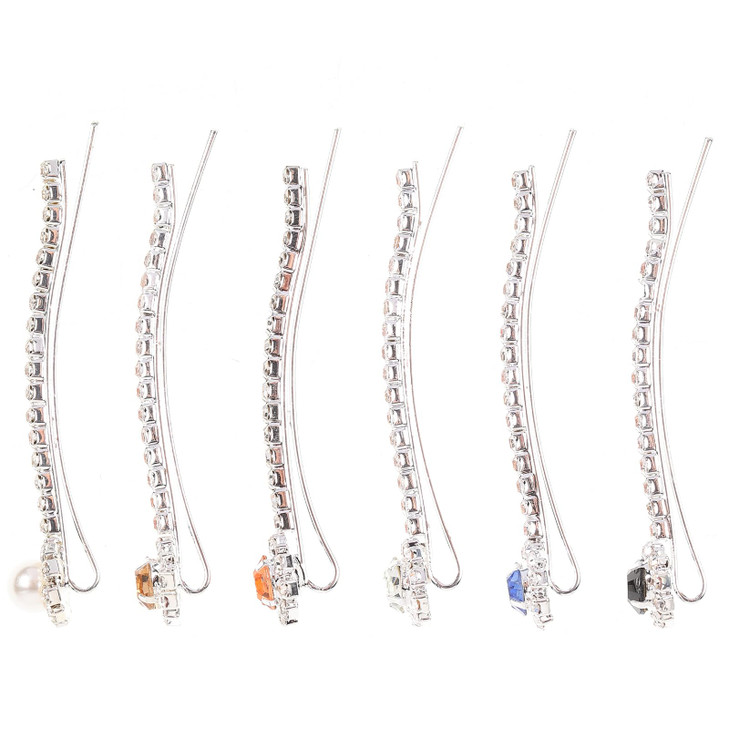 Lurrose Rhinestone Hair Clips Set of 6 Elegant Pearl Bobby Pins for Women and Girls Stylish Short Barrettes for Hair Sty
