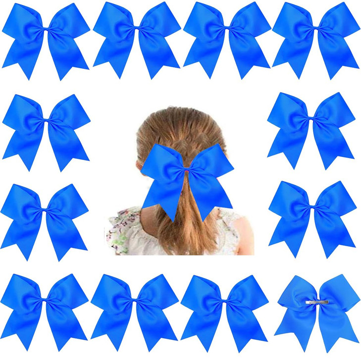 Hipheer 12Pcs 8 Large cheer bows with alligator clips for Teen Girls Softball Cheerleader Sports