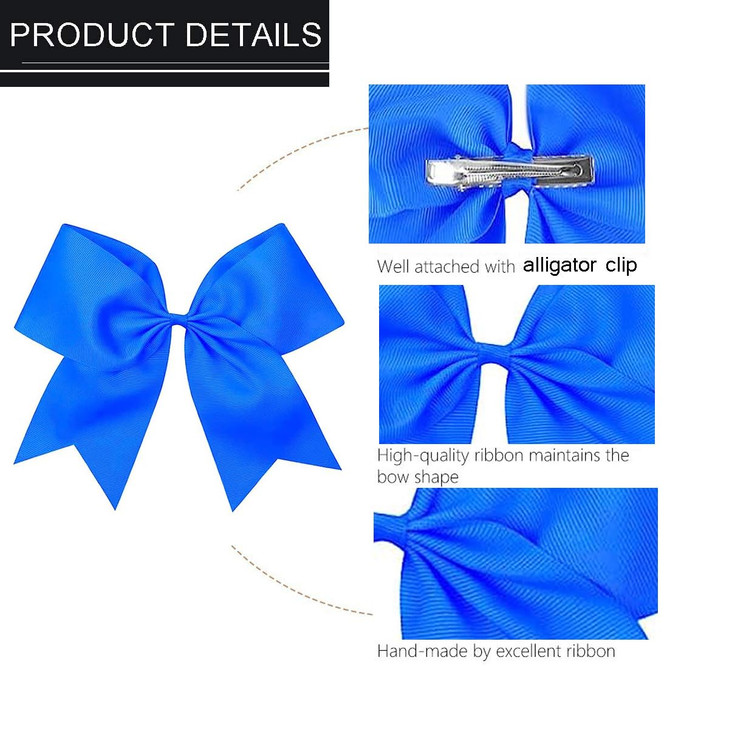 Hipheer 12Pcs 8 Large cheer bows with alligator clips for Teen Girls Softball Cheerleader Sports