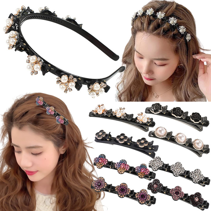 KKSS 9PCS Hair Clips for Women Thick Hair Braided Rhinestone Claw Clips with NonSlip Teeth Sparkling Crystal Hair Access