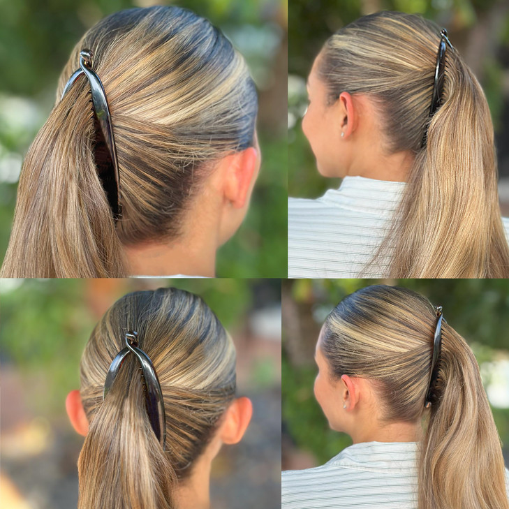 Camila Paris CP2 French Large Banana Clip Hair Comb Classic Banana Clips Hair for Thick Hair Ponytail Holder Interlockin