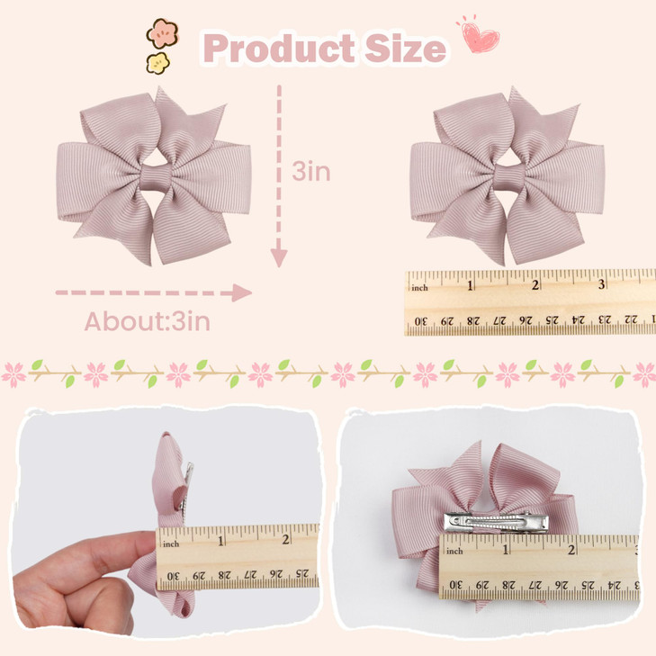 CLLOT 70pcs 3 Inch Boutique Grosgrain Ribbon Pinwheel Hair BowsToddler Bows Hair Clips for Baby Girls Birthday Gifts In