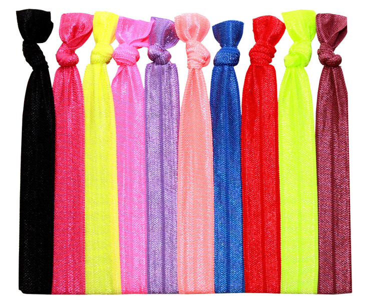 Syleia 100 Hair Ties Bright and Pastel Colors Elastic Ponytail Holders No Crease Hand Knotted Fold Over Assorted 100 Pac