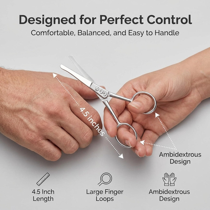 Cocos Rounded Safety Nose Ear Hair Scissors Precision Stainless Steel Grooming Tool for Men Women Eyebrow Facial Hair Tr