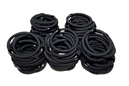 Syleia Pack of 100 Classic Round Hair Ties Elastics 4mm Thick No Damage No Metal Superior Hold for All Hair Types Durabl