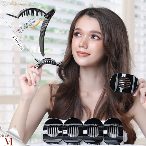 RC ROCHE 6 Pcs Flat Claw Hair Clips for Women Thick Hair French Round Duckbill Square Secure Strong Hold Grip Clamps Bar