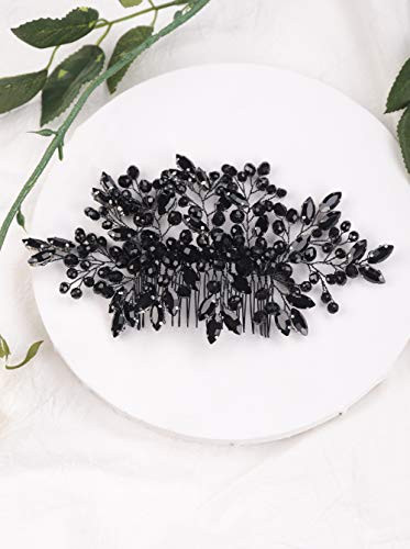 Aimimier Bridal Red Hair Comb Ruby Sapphire Emerald Amethyst Black Pink Crystal Hair Piece Wedding Hair Accessories for