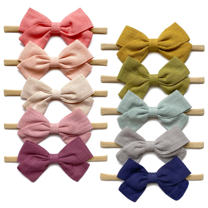 Cherssy Baby Girl Headbands and Hair Bows 10pcs Stretchy Nylon Hairbands for Newborn Infant Toddlers