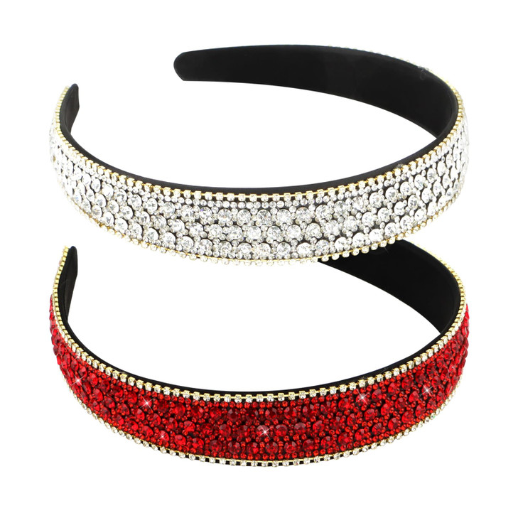 YISSION 2 PCS Rhinestone Headbands for Women Glitter Crystal Headband Fashion Jeweled Headbands for Girls Gorgeous Hair