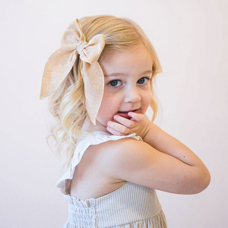 Niceye Fable Girls Hair Bows Cotton Linen Alligator Hair Clips or Little Girls Toddlers Kids Neutral Handmade Hair Acces