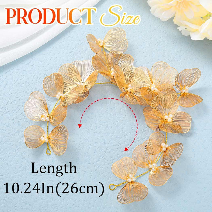 Catery Flower Bridal Headband Gold Leaf Headpiece Wedding Hair Accessories for Brides and Women