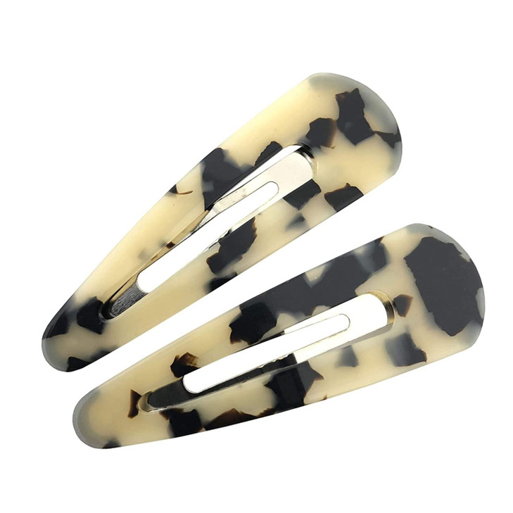 French Amie Clic Clac Large Handmade Celluloid Acetate Set of 2 Snap Hair Clips No Slip Side Slidein Barrette for Women