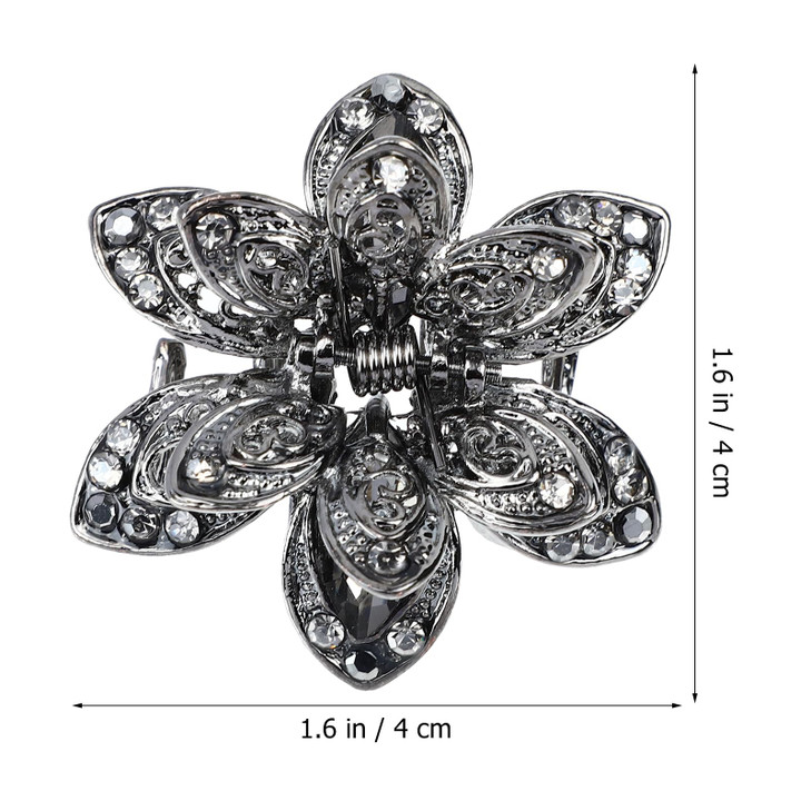 LALAFINA 2pcs Vintage Metal Jaw Clips Rhinestone Hair Claw Clip Crystal Hair Jaws Fancy Thick Hair Barrette Clamp Hair A