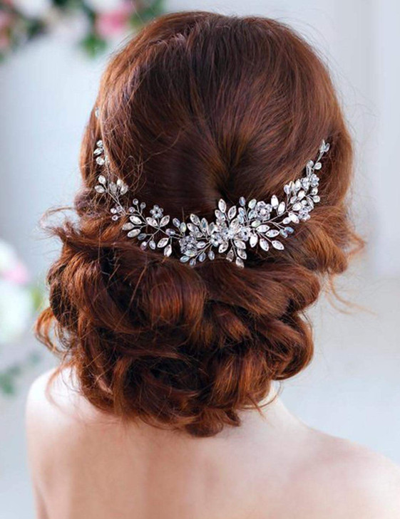 fxmimior Boho Crystal Rhinestones Floral Golden Headband Wedding Hair Vine Silver Rhinestone Headpiece Bridal Headbands