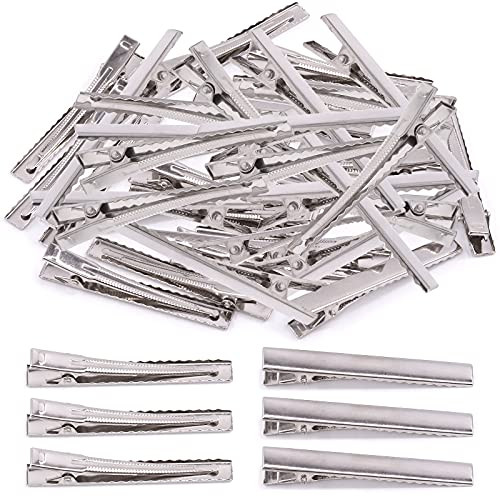 Mardatt 200Pcs 255 inch 65 cm Alligator Hair Clips Bulk Silver Single Prong Hair Clips For Bows Making Hair Pins For Sec