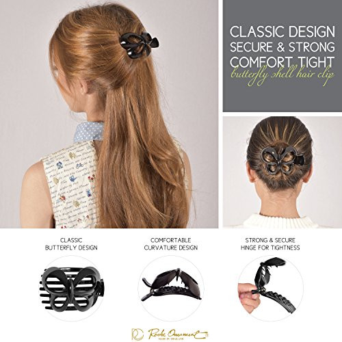 RC ROCHE ORNAMENT 6 Pcs Womens Hair Butterfly Cute Design Grip Side Slide Wide Teeth Strong Hold Durable Stylish Girls F