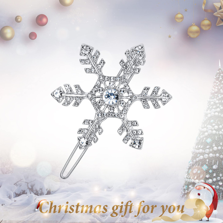 EVER FAITH Womens Snowflake Head Piece Clear Rhinestone Crystal Wedding Bride Hair Clip SilverTone