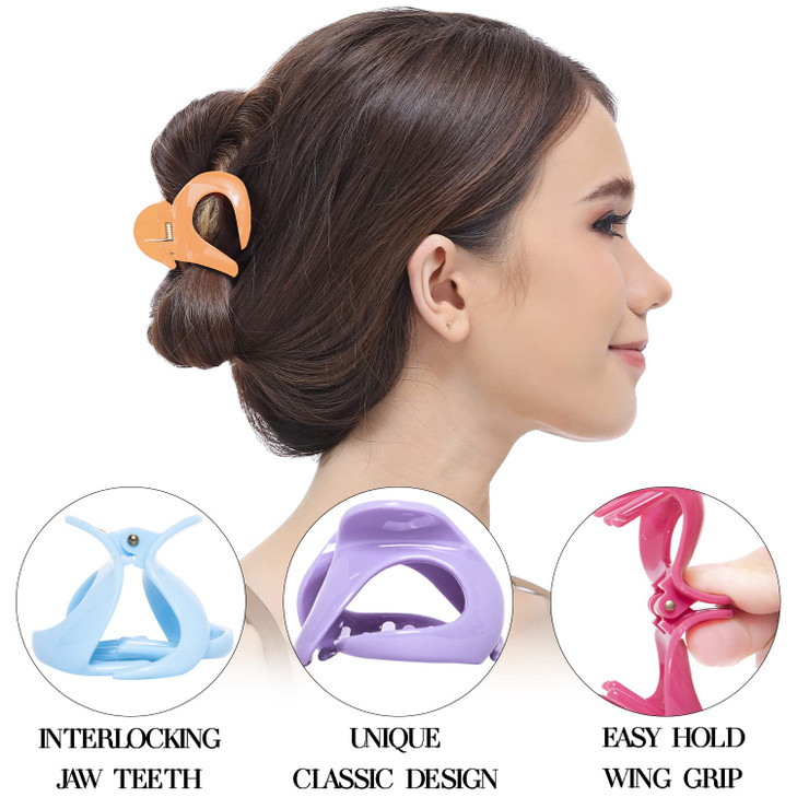 RC ROCHE ORNAMENT 6 Pcs Womens Oval Hollow Curved Jaw Clamp Barrette Interlocking Teeth No Slip Grip Beauty Fashion Girl