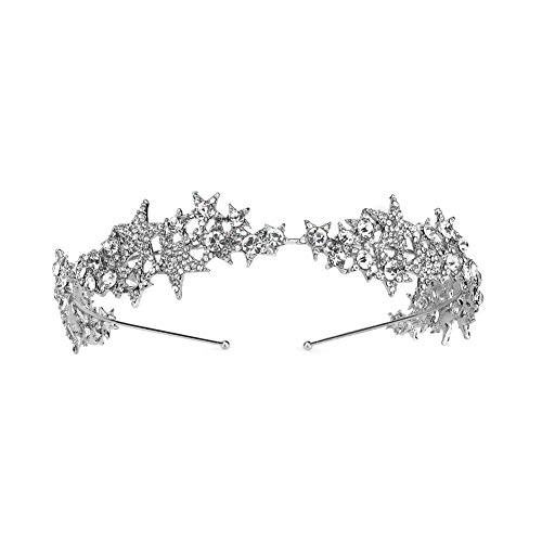 Aimimier Bridal Crystal Star Tiara Crown Rhinestone Headband for Wedding Prom Party Hair Jewelry for Women