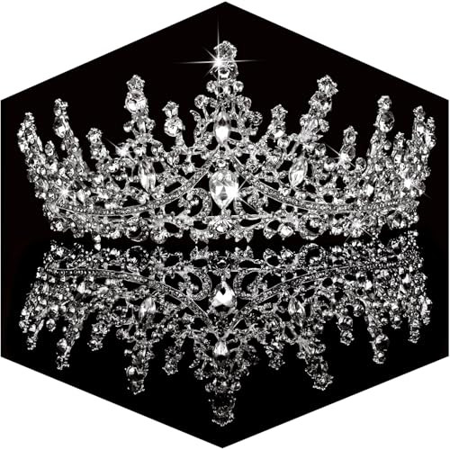 TOBATOBA Silver Wedding Crystal Tiaras and Crowns for Women Bride Royal Queen Headband Princess Quinceanera Headpieces f