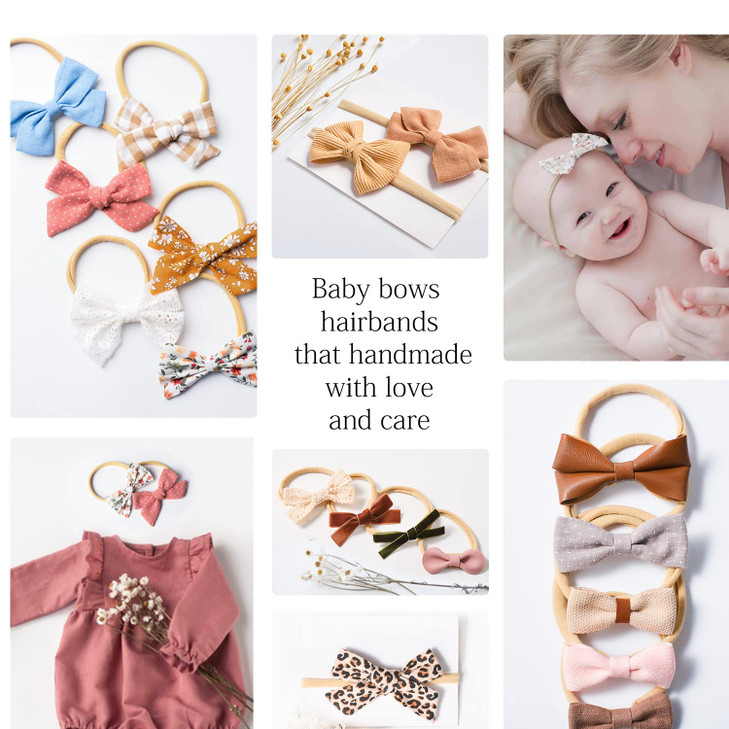 Jesries 21 PCS Baby Headbands and Bows Hairbands Soft Nylon Elastics Handmade Girls Hair Accessories for Newborn Babies