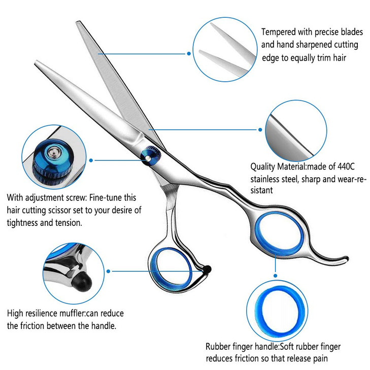 Hair Cutting Scissors Haircut Scissors Kit Thinning Shears Kit for Home Barber Salon
