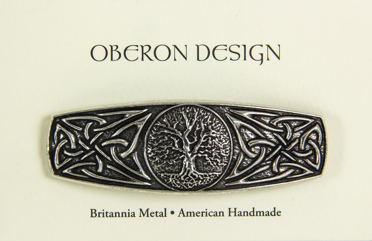 World Tree Hair Clip Hand Crafted Metal Barrette Made in the USA with a Medium 70mm Clip by Oberon Design