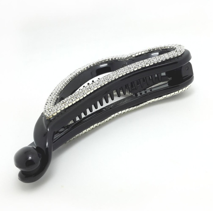 Meilliwish Noble Brilliant Heartshaped Banana Hair Clip 1 PCSH08Black