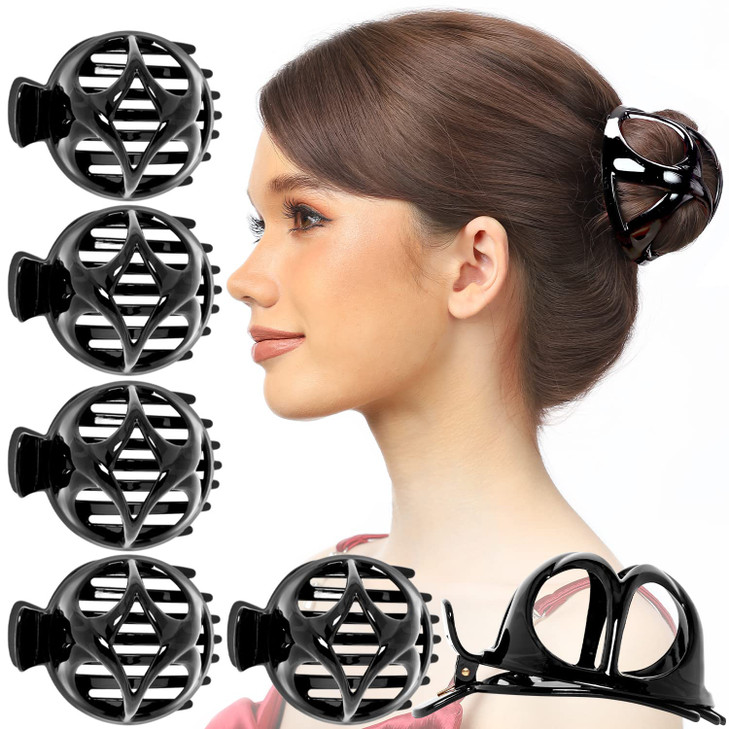 RC ROCHE ORNAMENT 6 Pcs Womens Round Classic Bun Maker Cover Side Slide Plastic No Slip Firm Secure Grip Styling Beauty