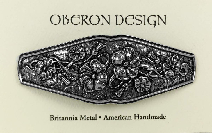 Flowers Hair Clip Hand Crafted Metal Barrette Made in the USA with a Large 80mm Clip by Oberon Design