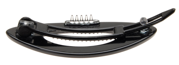 France Luxe Mini Cutout Oval on Plastic Tige Boule Barrette Black