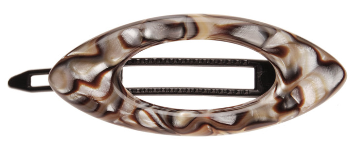 France Luxe Mini Cutout Oval on Plastic Tige Boule Barrette Onyx