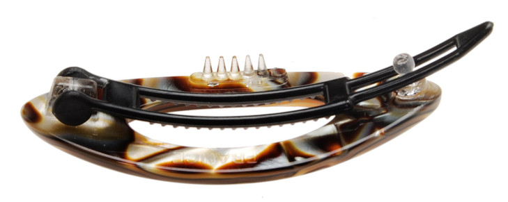 France Luxe Mini Cutout Oval on Plastic Tige Boule Barrette Onyx
