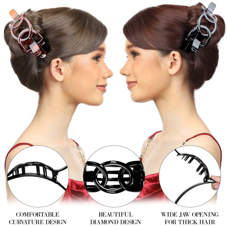 RC ROCHE ORNAMENT 6 Pcs Womens Plastic Side Slide Wide Ribbon Bow Styling Durable Strong Hold Firm Grip Teeth Beauty Acc