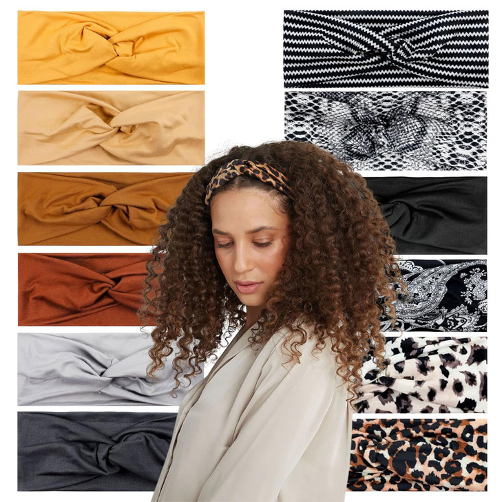 LOTUS78 Pack of 12 Wide Headbands for Women Non Slip Fashionable Sports Hair Bands for Womens Hair Soft Elastic Stretchy